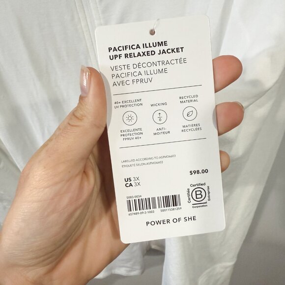 Athleta Pacifica Illume UPF Relaxed Jacket 3X Bright White NEW - Picture 4 of 5
